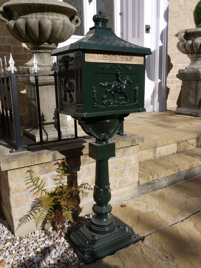 Green Aluminium Stem Post Box