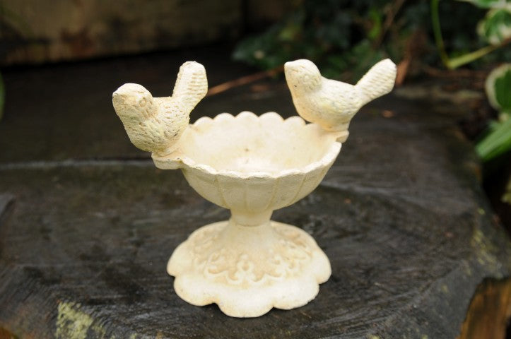 Small Bird Bath Cream Cast Iron