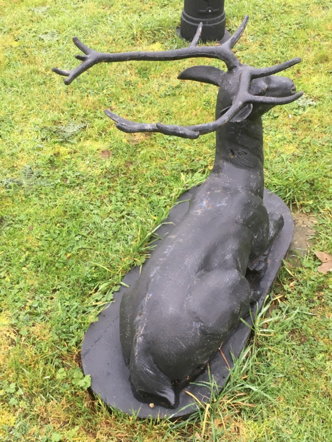 Heavy Bronzed Painted Cast Iron Lying Down Metal Stag