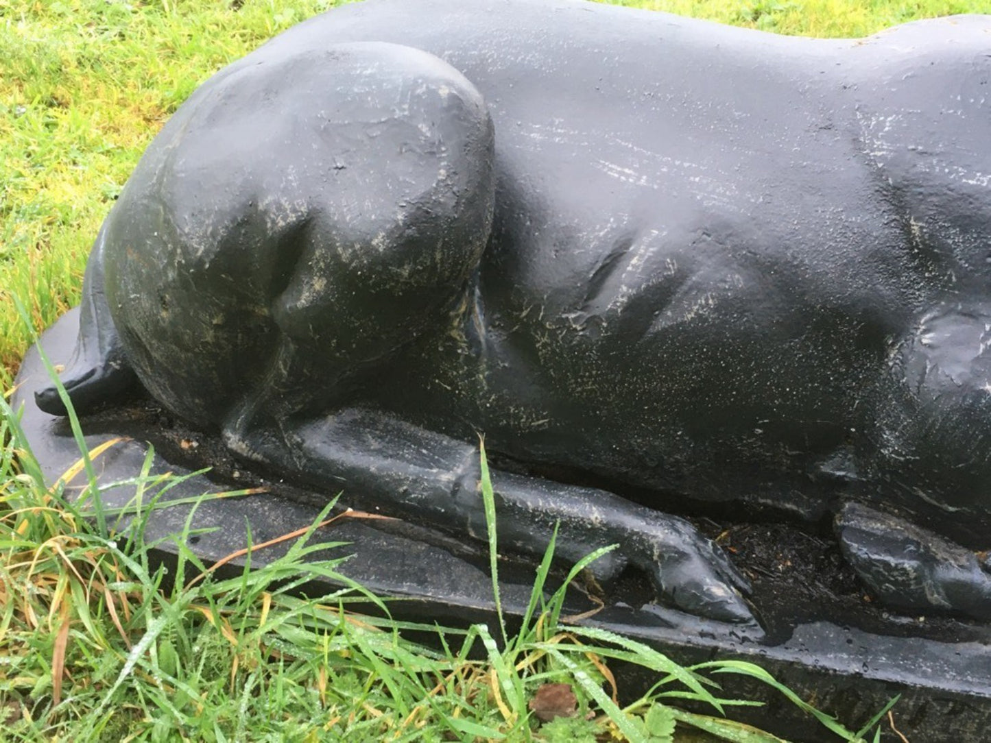 Heavy Bronzed Painted Cast Iron Lying Down Metal Stag