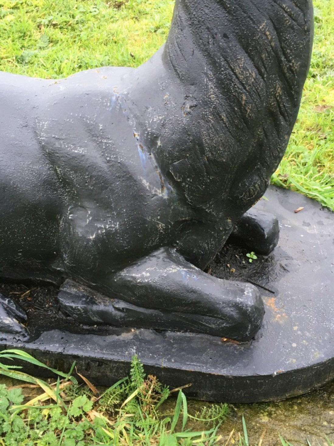 Heavy Bronzed Painted Cast Iron Lying Down Metal Stag