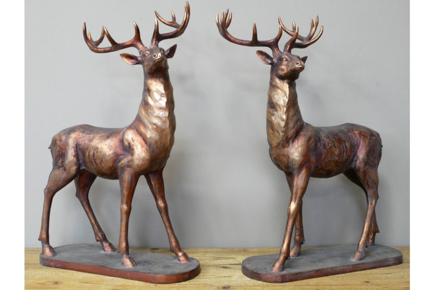 Pair of Standing Stags In A Bronze Style Deer Bucks