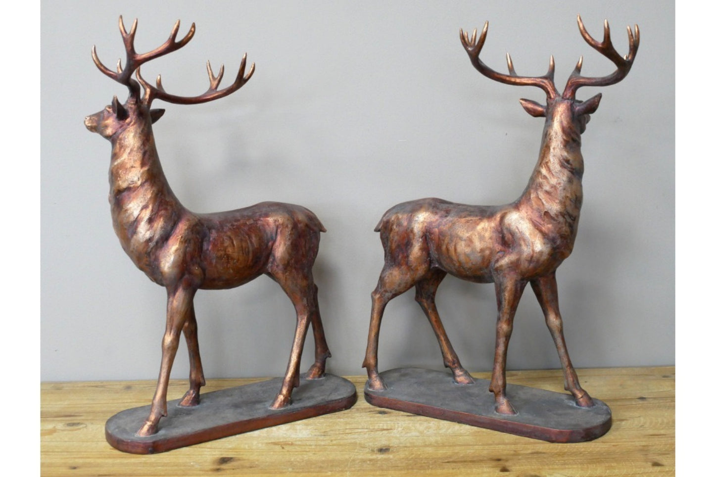 Pair of Standing Stags In A Bronze Style Deer Bucks