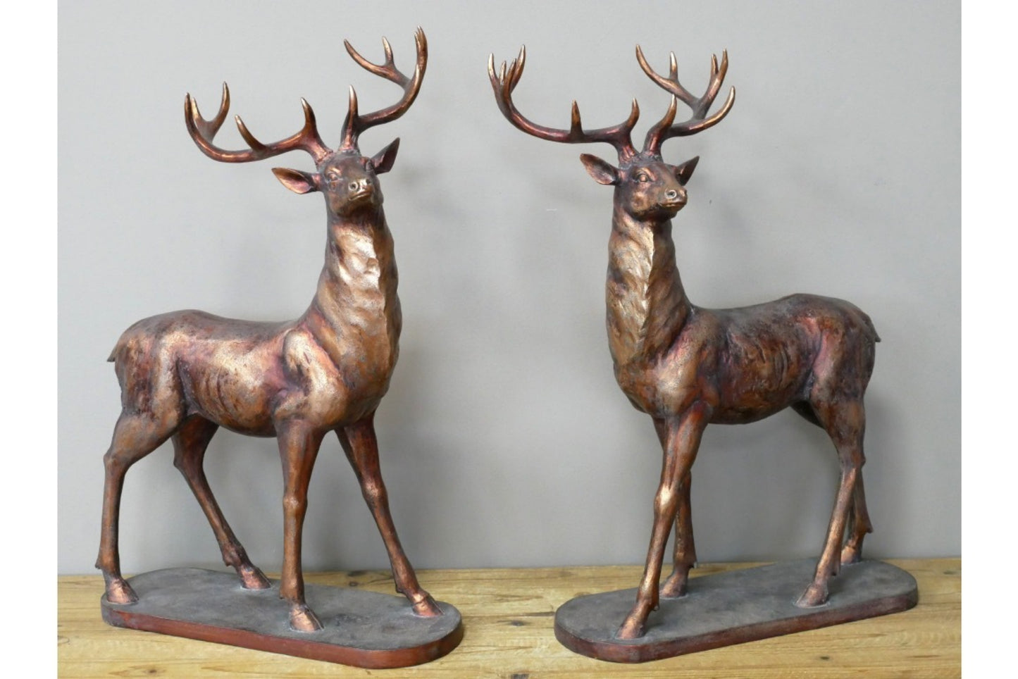 Pair of Standing Stags In A Bronze Style Deer Bucks