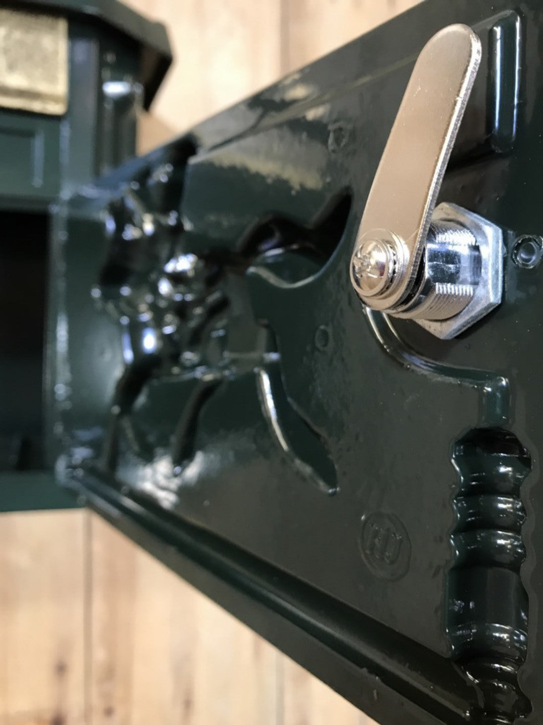 Dark Green Cast Aluminium Horse Man Letter Wall Post Box