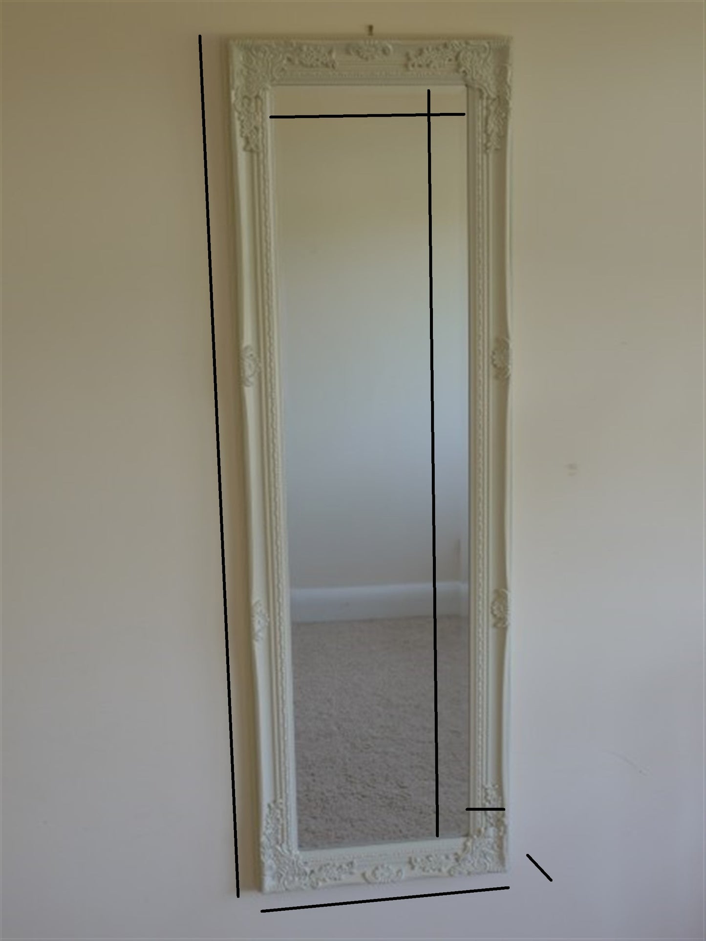 16"x51" White With Gold Long Mirror