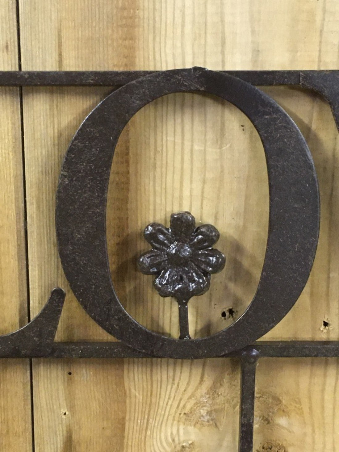 Rack Of 6 Wrought Iron Coat Hooks With 'FLOWER' & Wheelbarrow