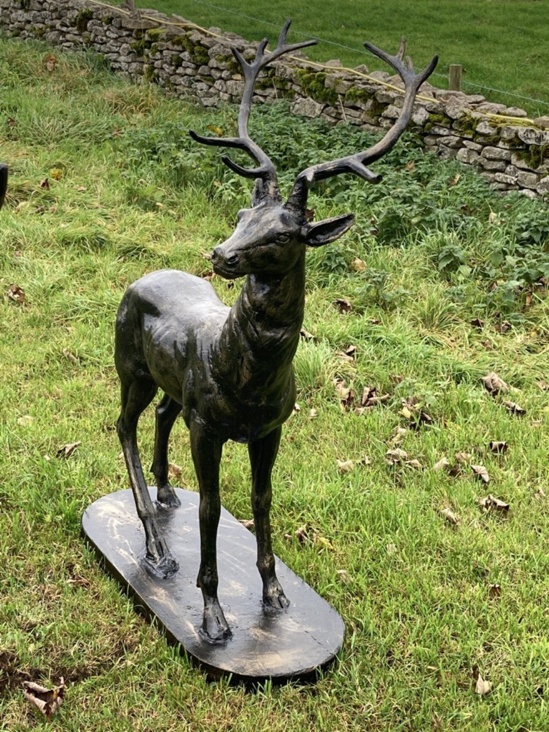 Life Size Heavy Standing Cast Iron Bronzed Buck Stag Deer Looking Right