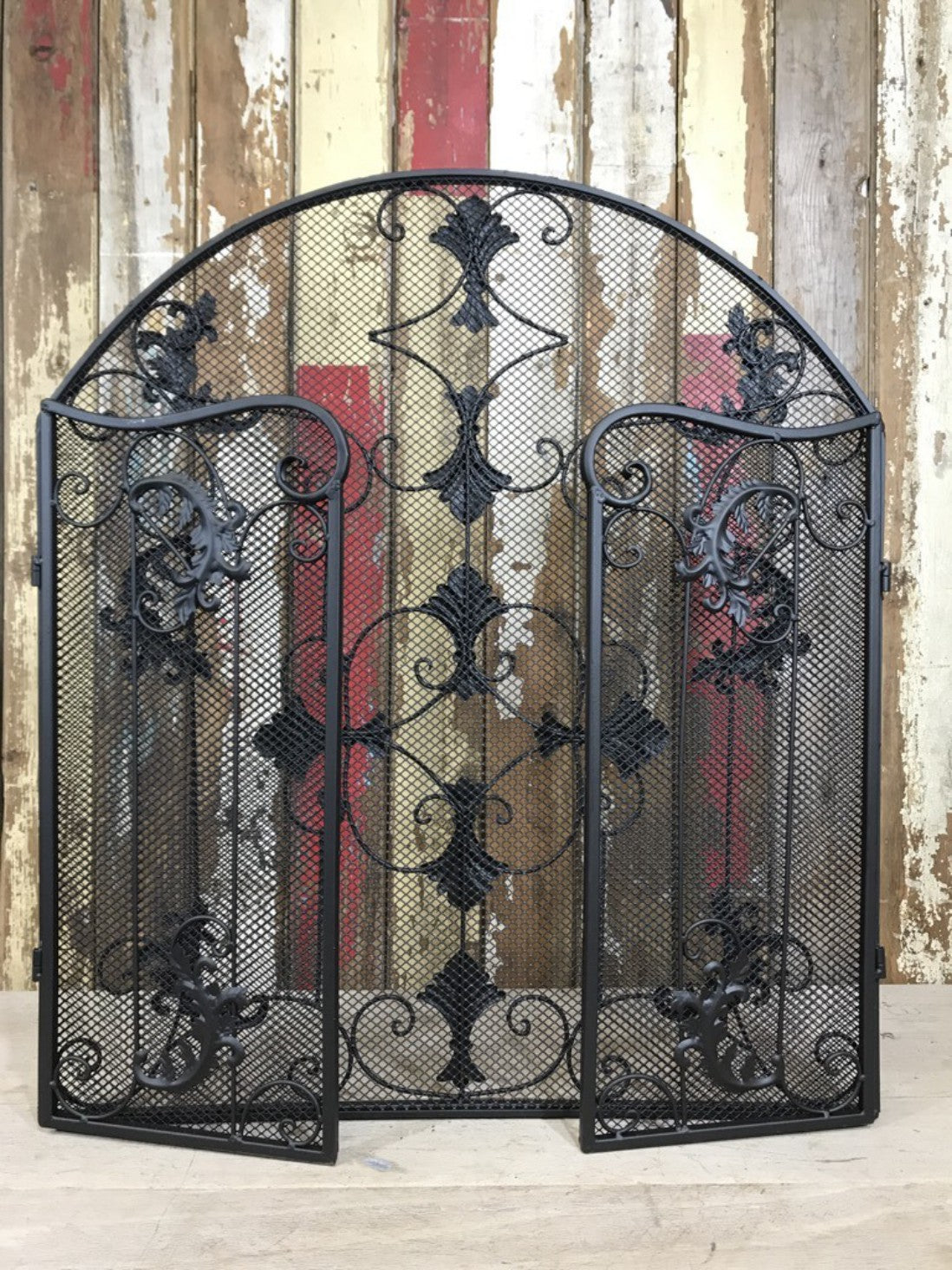 Statin Black Folding Metal Fire Spark Guard Decorative Fireplace Screen Steel