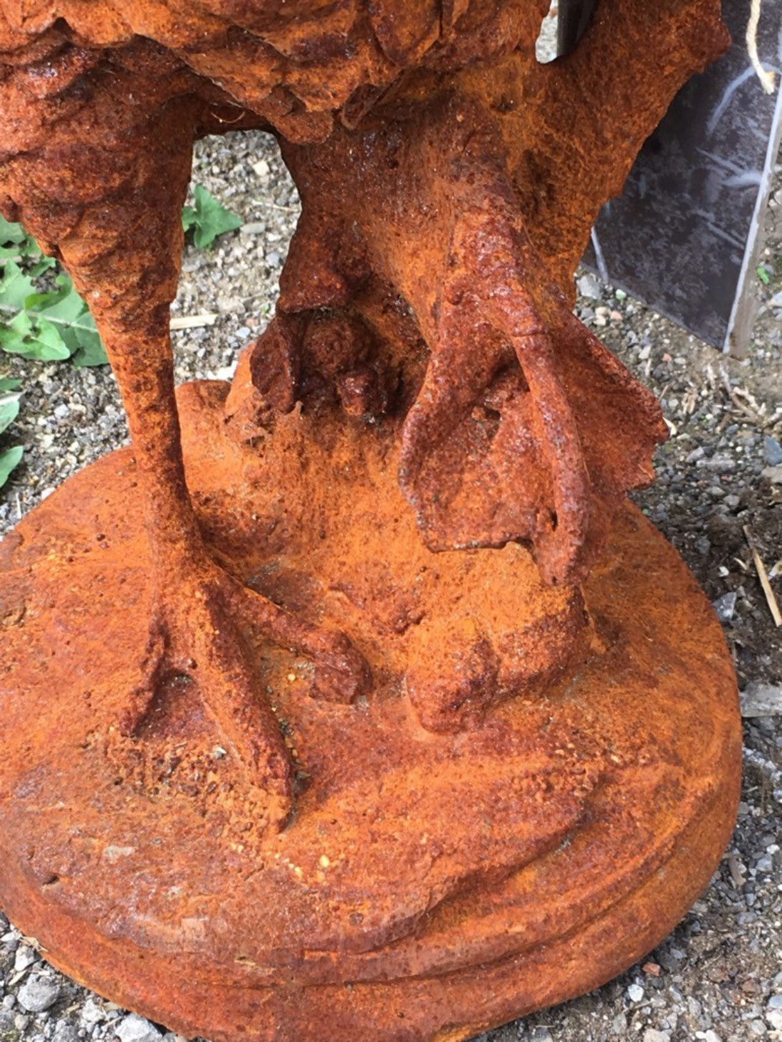 Life Size Cast Iron Rusty Cockerel Rooster Chicken Bird Statue