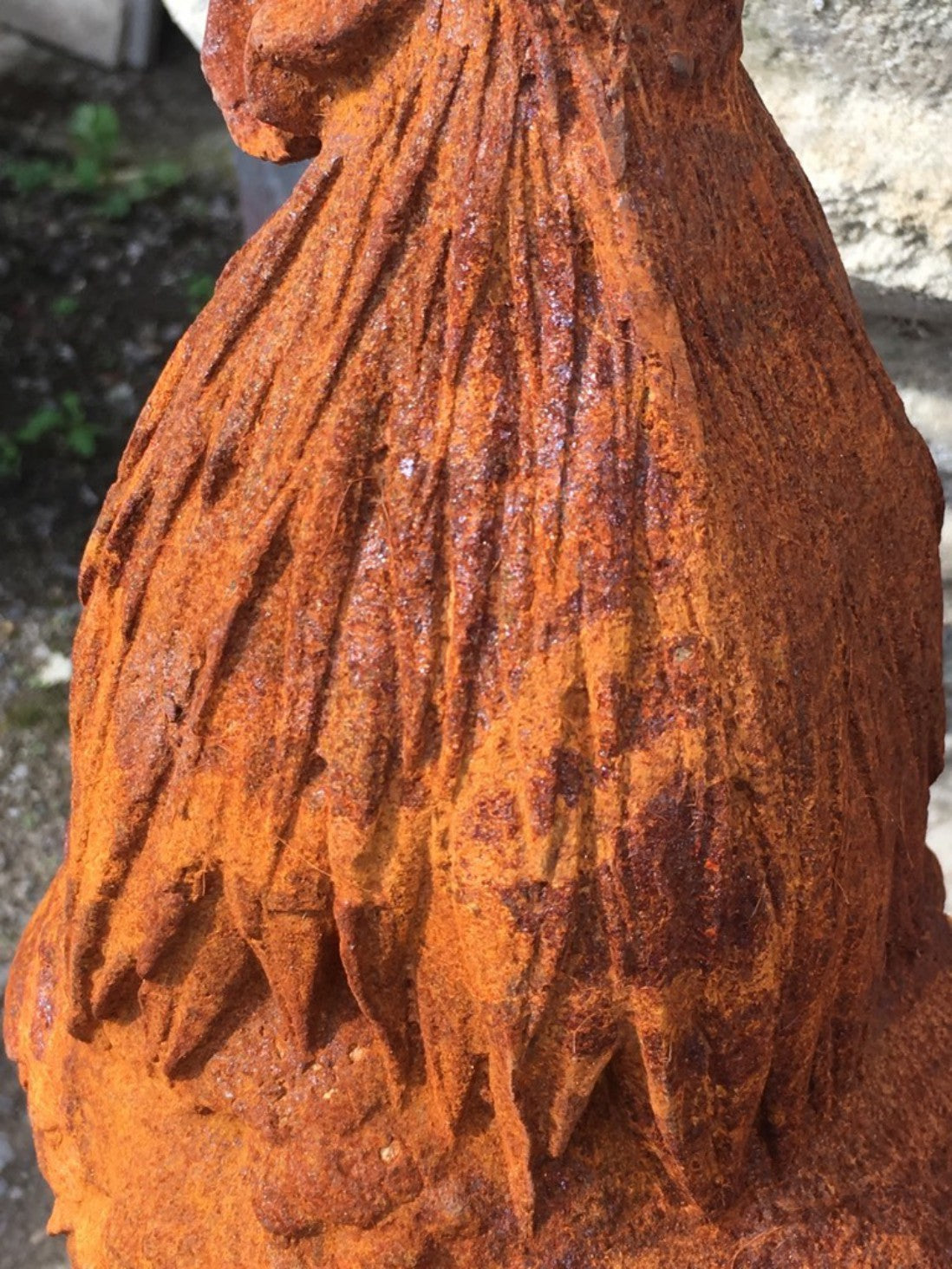 Life Size Cast Iron Rusty Cockerel Rooster Chicken Bird Statue