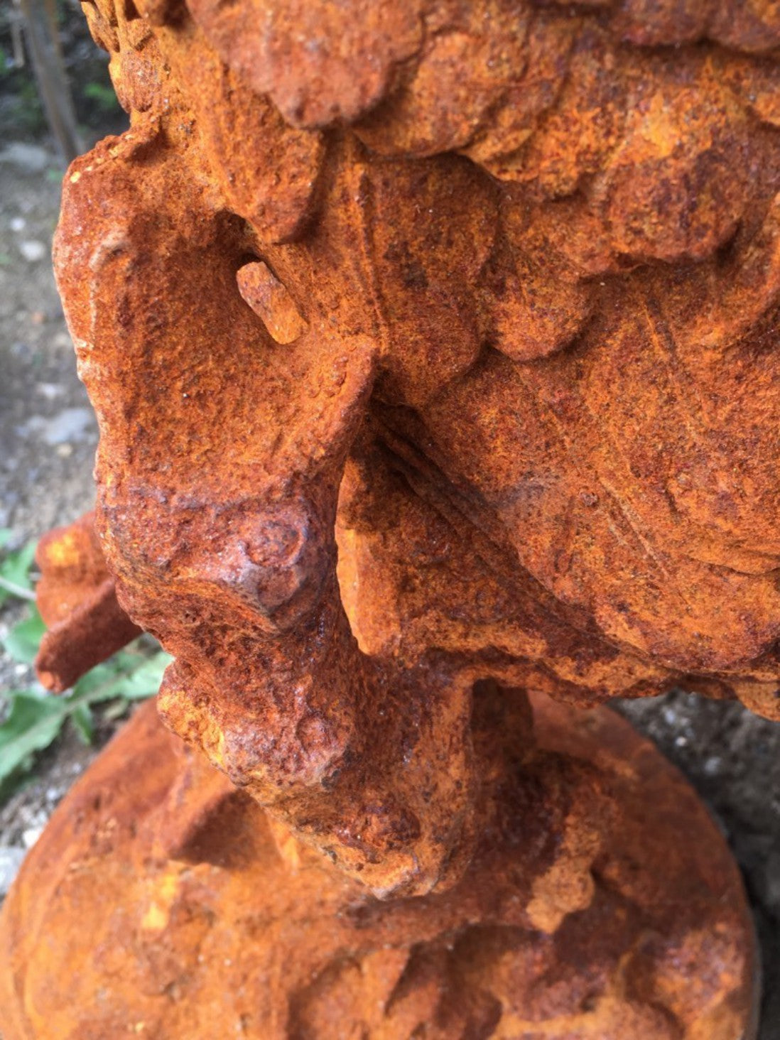 Life Size Cast Iron Rusty Cockerel Rooster Chicken Bird Statue
