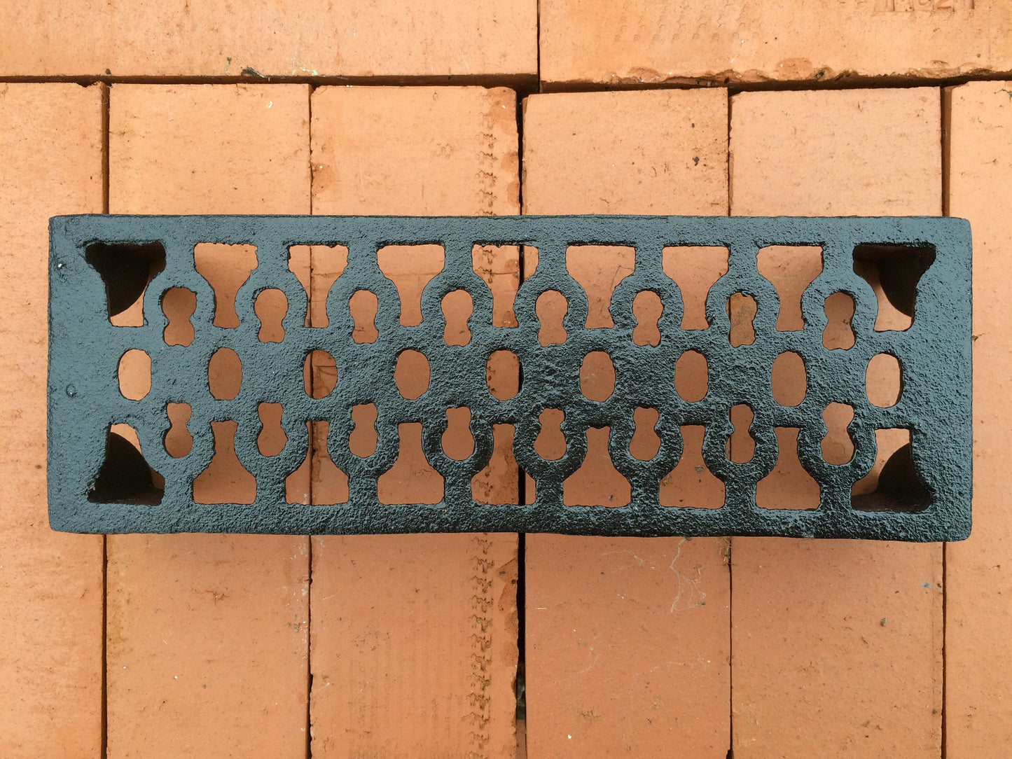 New Victorian Style Black Cast Iron Air Vent Brick  9" X 3"