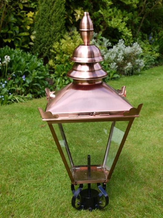 32"x15" Satin Brushed Copper Finish Victorian Style Lantern Lamp Top