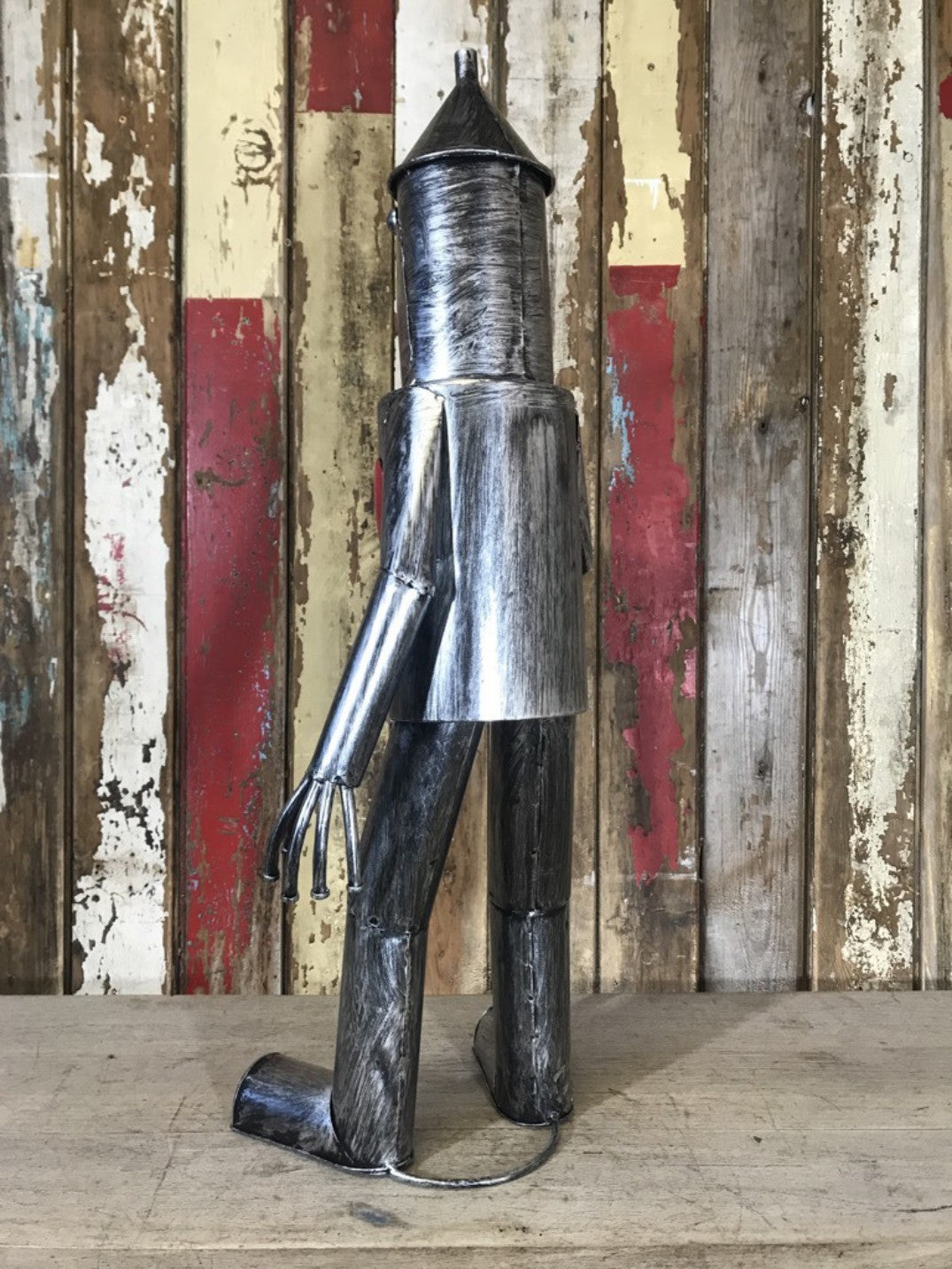2'6 Medium Tin Man Statue With A Red Metal Heart New