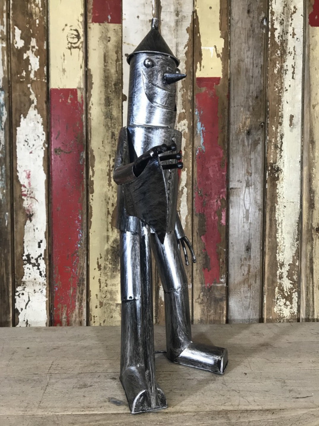 2'6 Medium Tin Man Statue With A Red Metal Heart New