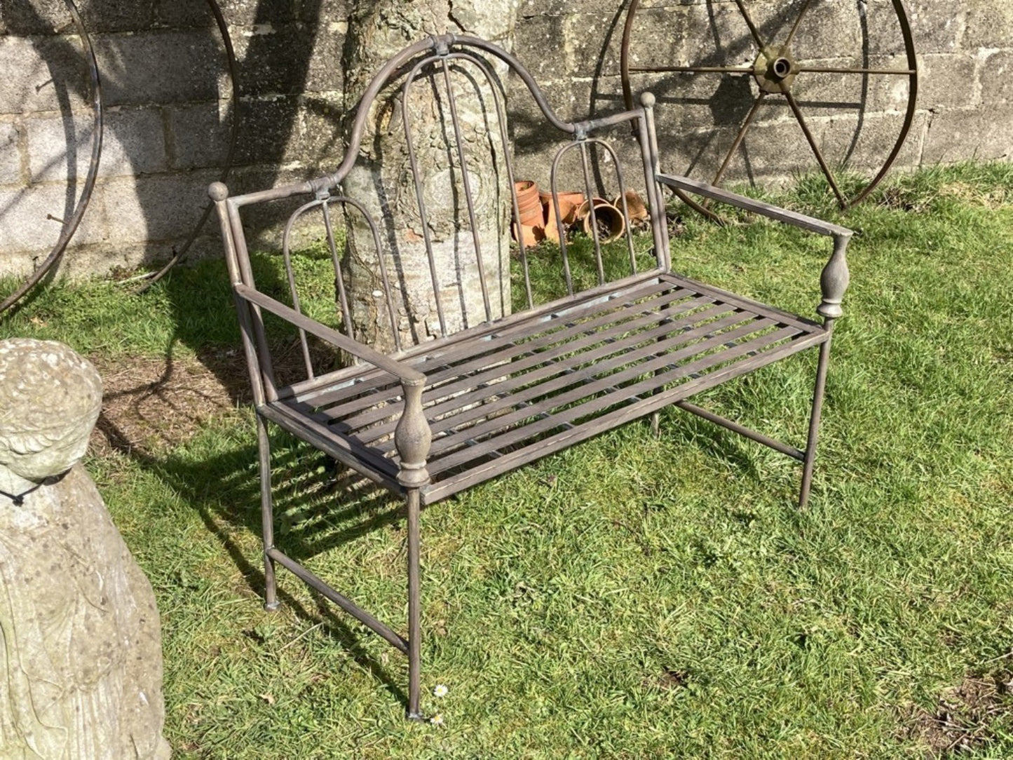 3"8' Two Seater Garden Metal Bench Seat High Back Design