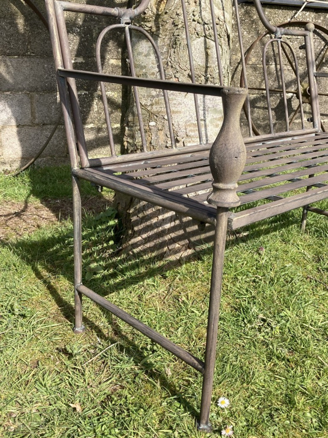 3"8' Two Seater Garden Metal Bench Seat High Back Design