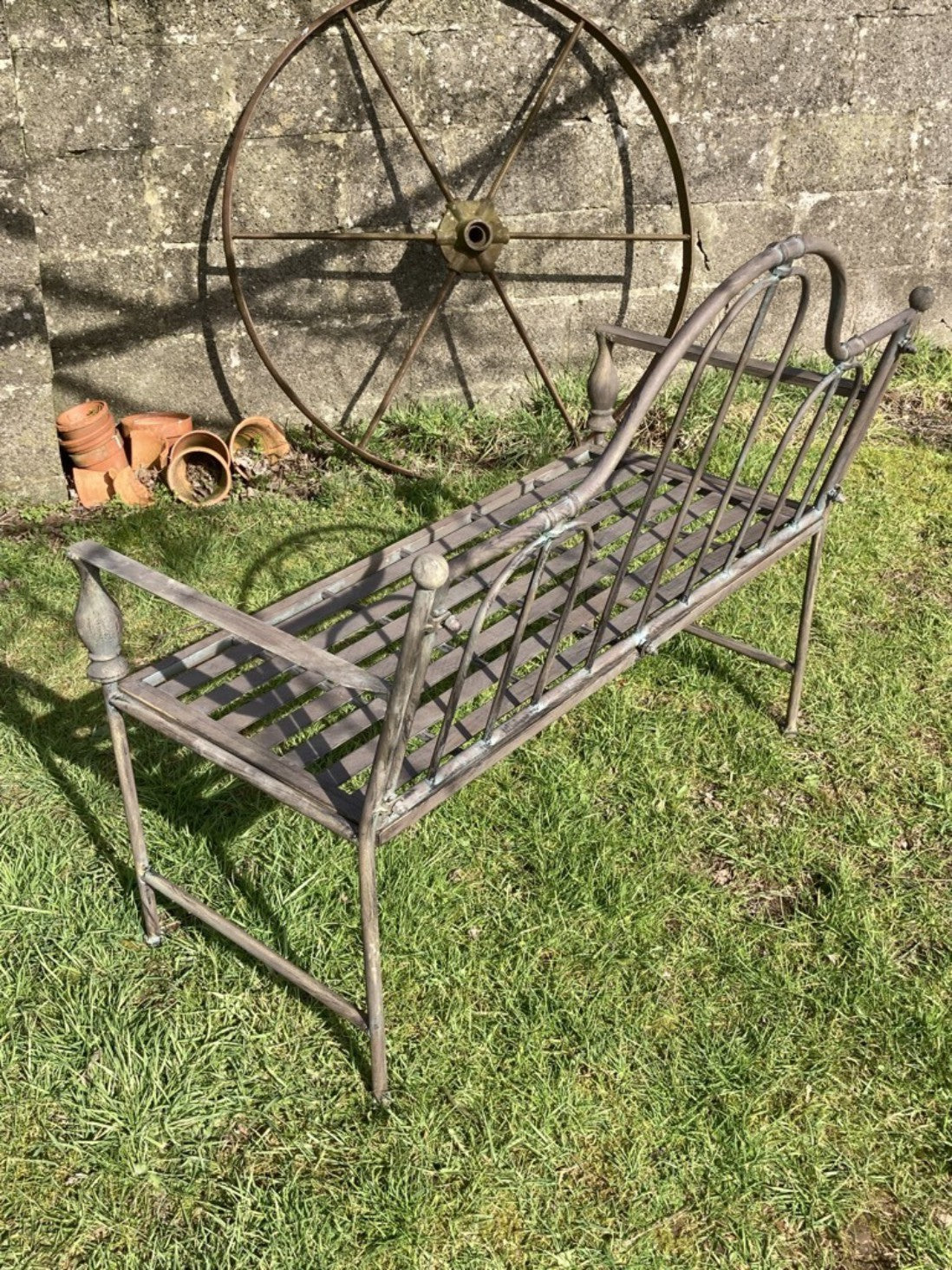 3"8' Two Seater Garden Metal Bench Seat High Back Design
