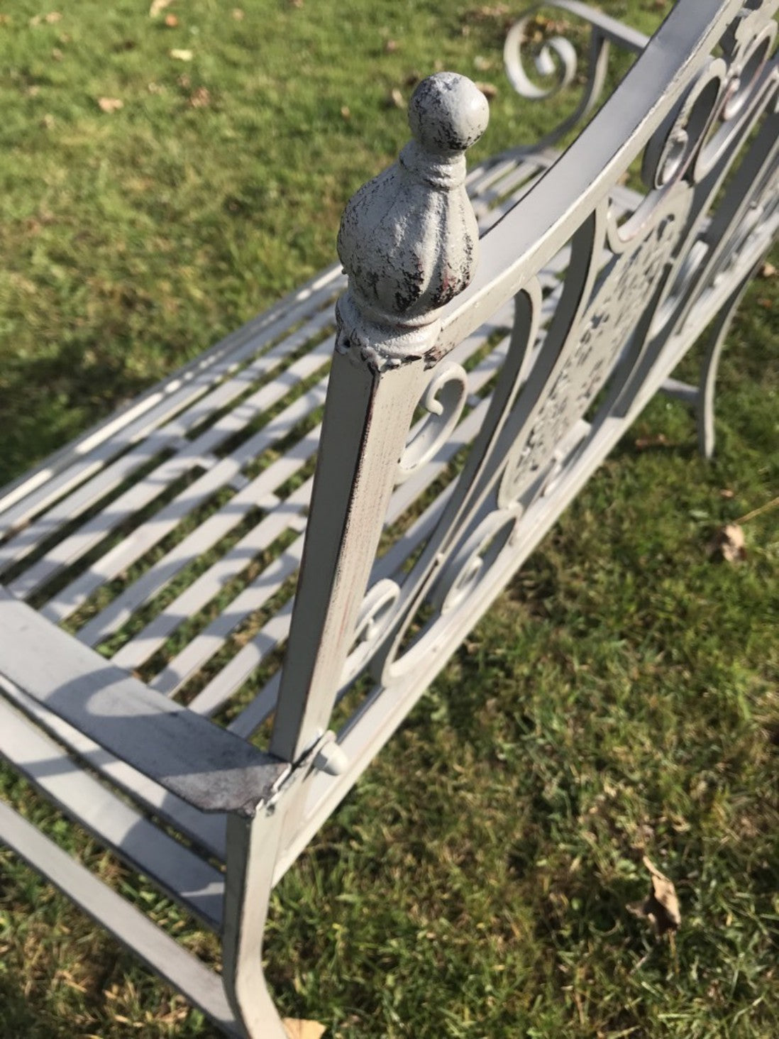 Wrought Iron Style Slatted Two Seater Garden Bench Seat Steel