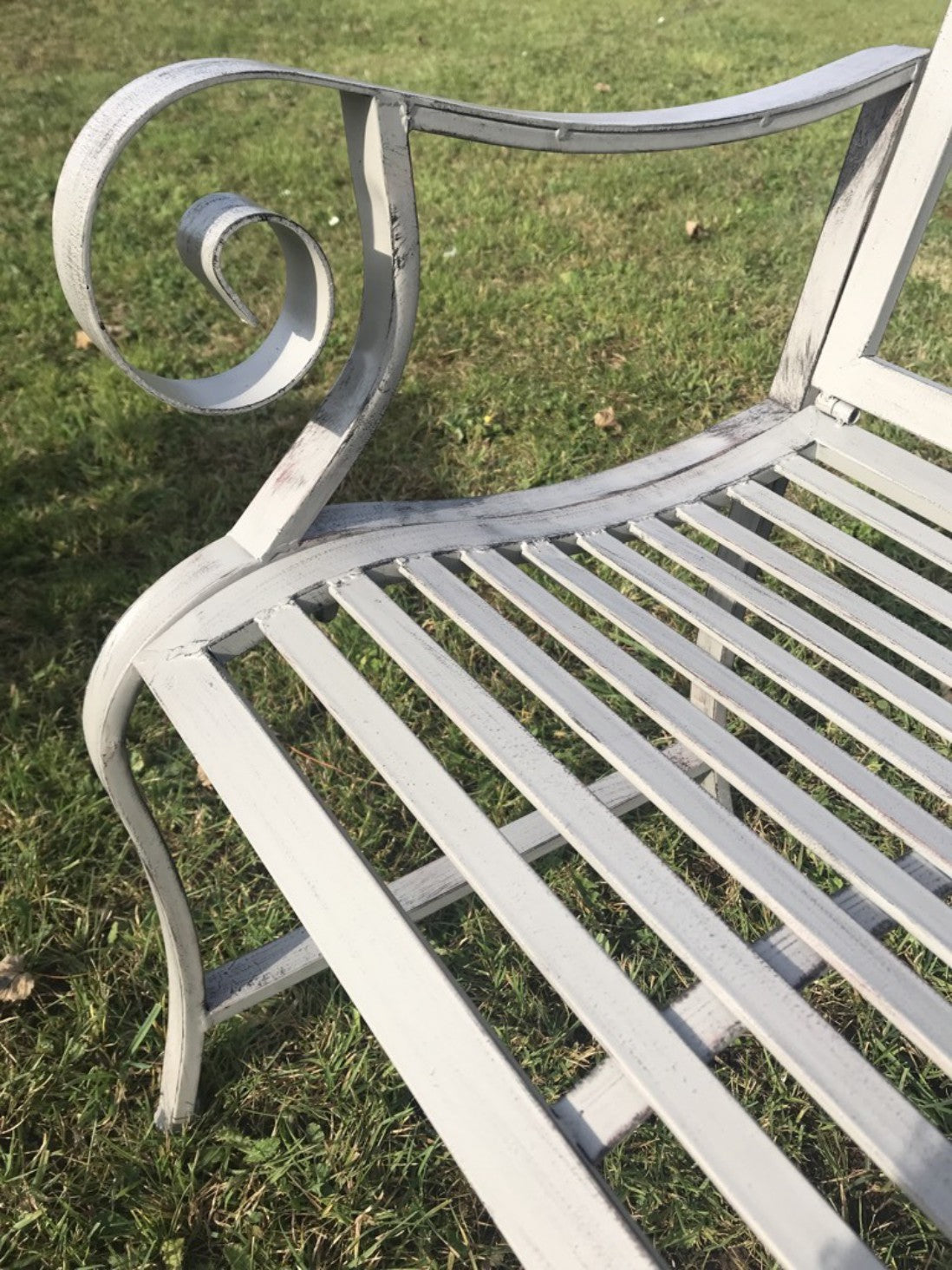 Wrought Iron Style Slatted Two Seater Garden Bench Seat Steel