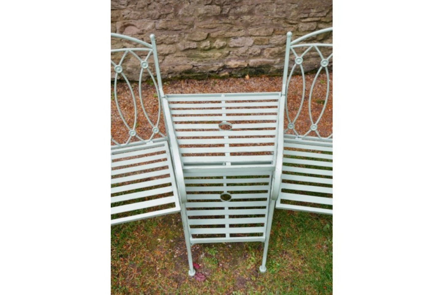 Light Green Lovers Wrought Iron Style Garden Bench Seat Steel Two Seater