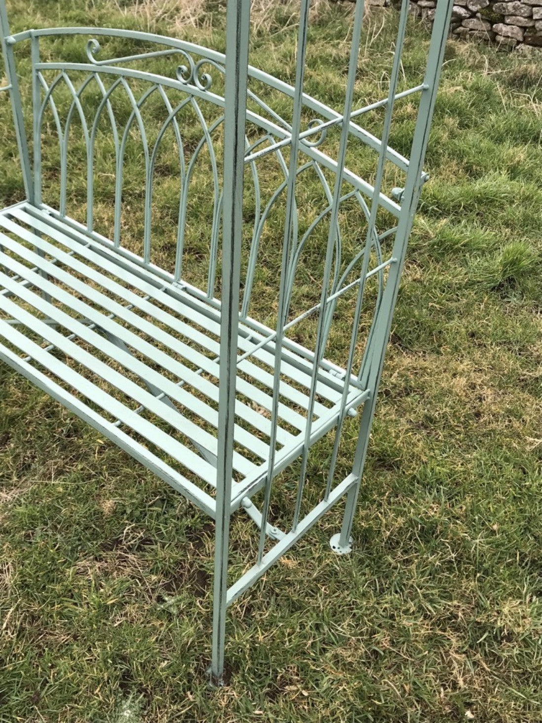 7 Tall Metal Wrought Iron Style Green Garden Two Seater Bench Arch Seat