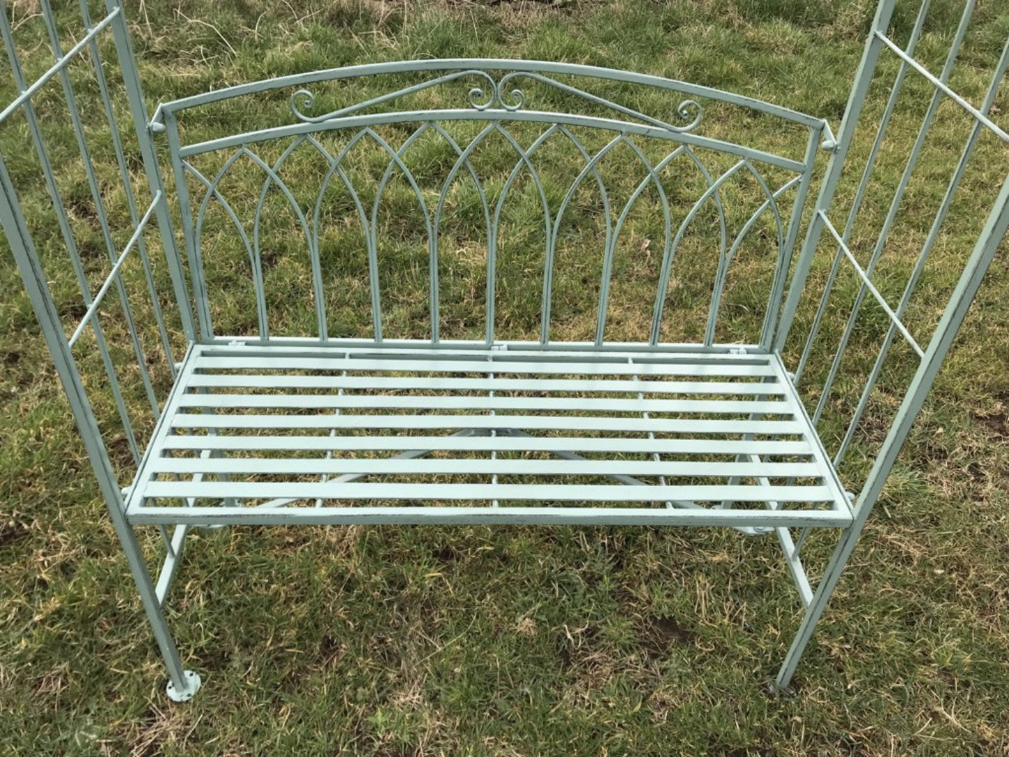 7 Tall Metal Wrought Iron Style Green Garden Two Seater Bench Arch Seat