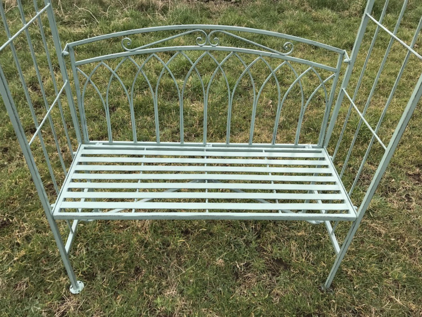 7 Tall Metal Wrought Iron Style Green Garden Two Seater Bench Arch Seat