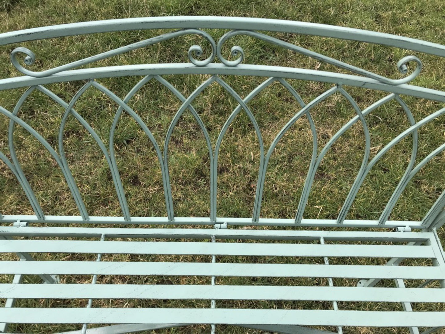 7 Tall Metal Wrought Iron Style Green Garden Two Seater Bench Arch Seat