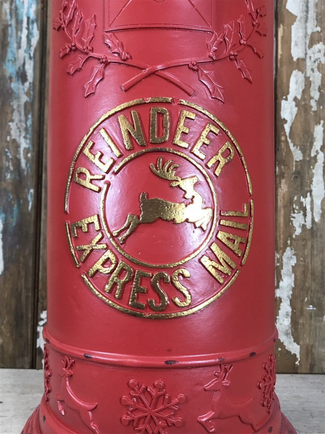 North Pole Father Christmas Letterbox Pillar Round Postbox New Resin 77cm Tall