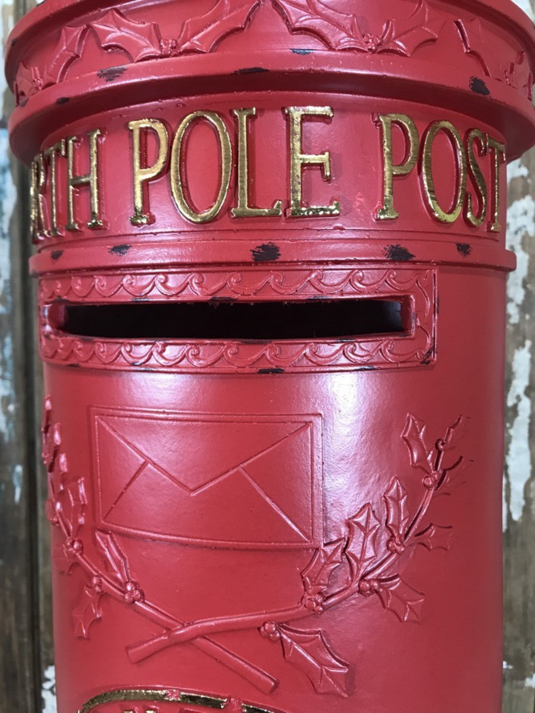 North Pole Father Christmas Letterbox Pillar Round Postbox New Resin 77cm Tall