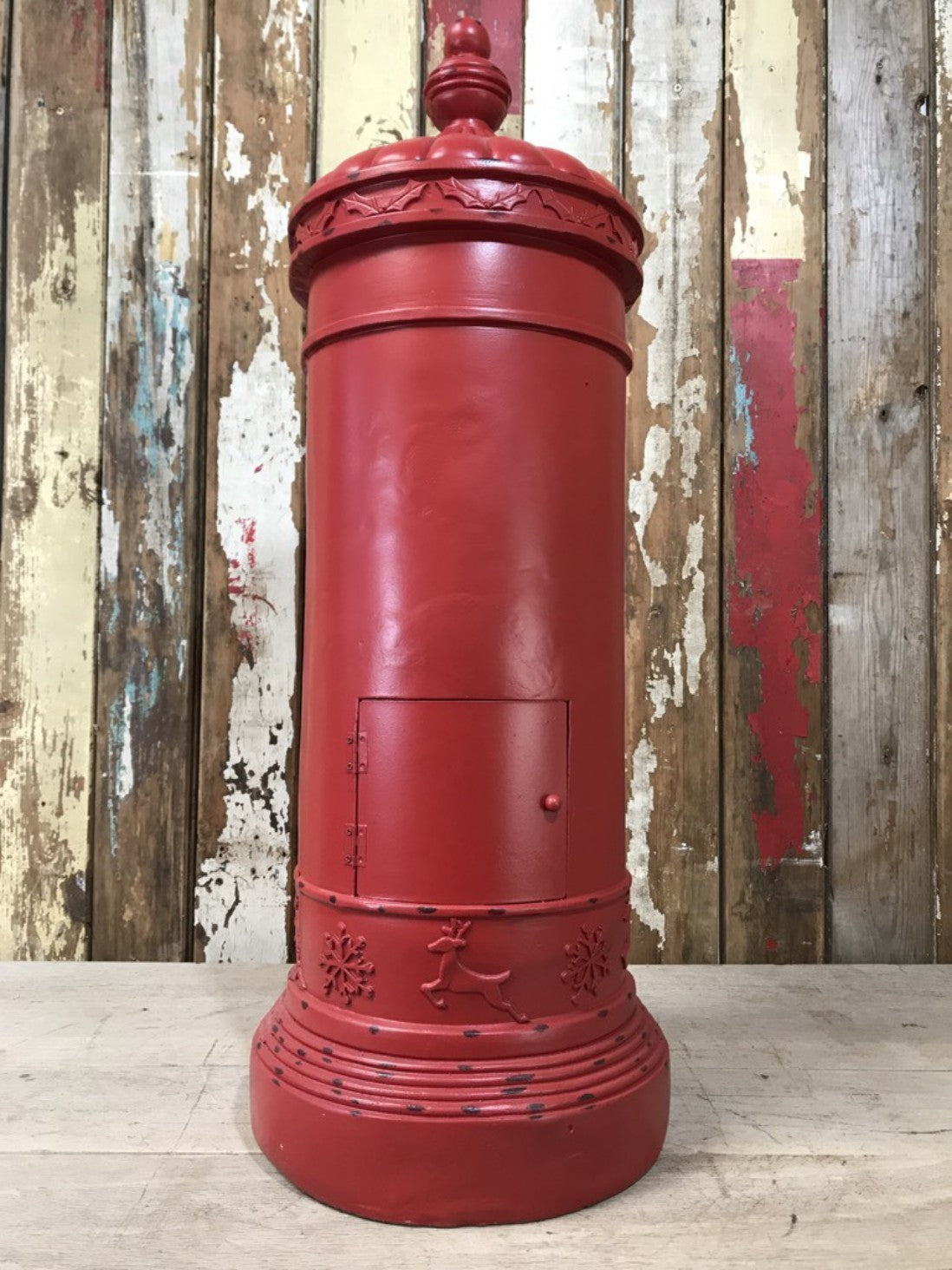 North Pole Father Christmas Letterbox Pillar Round Postbox New Resin 77cm Tall