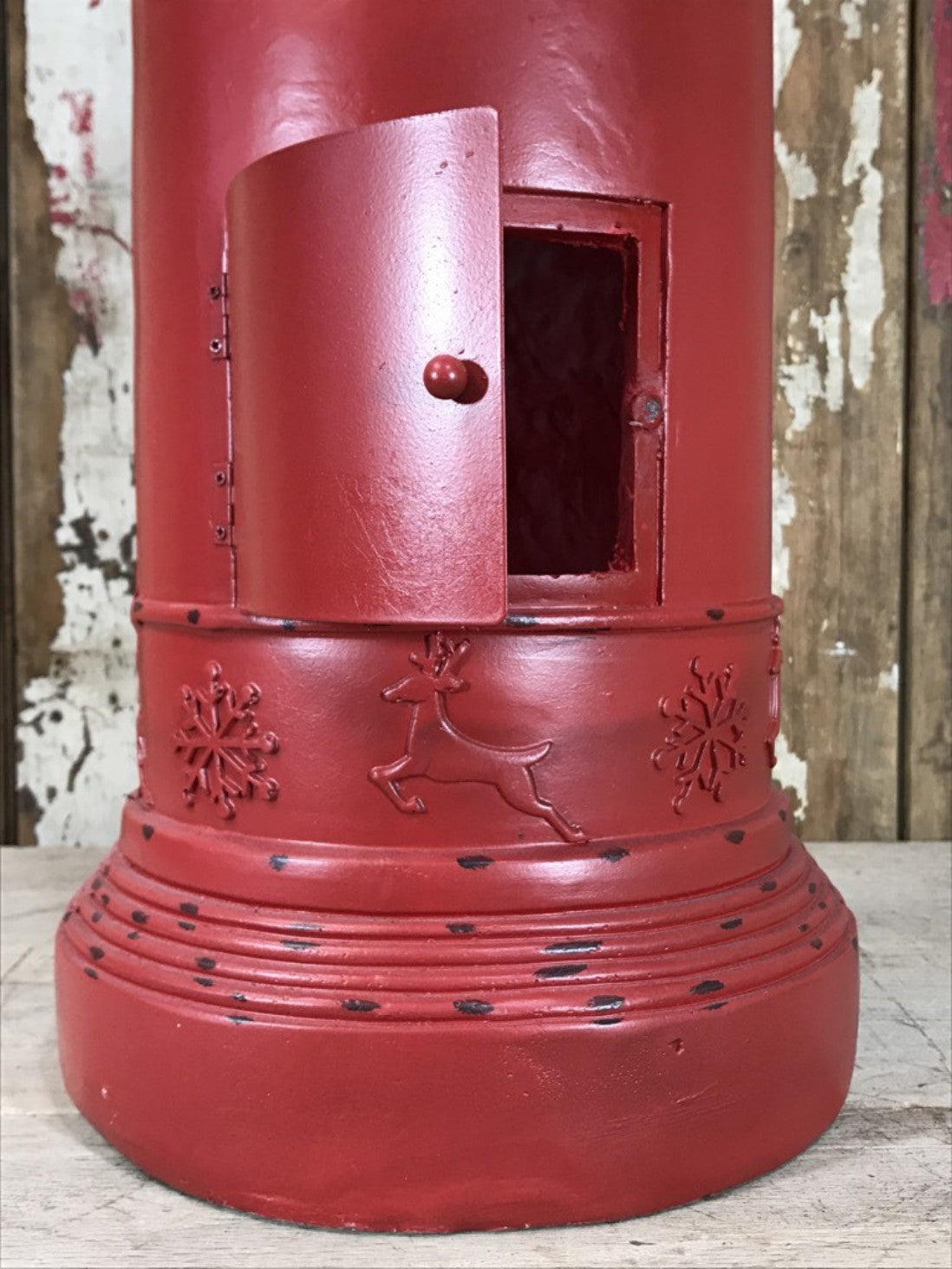 North Pole Father Christmas Letterbox Pillar Round Postbox New Resin 77cm Tall