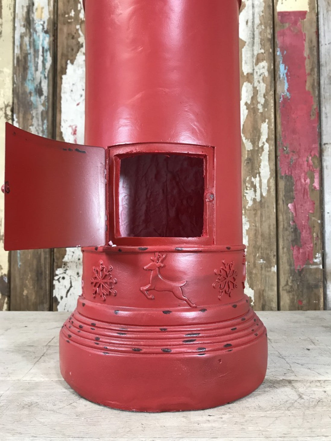 North Pole Father Christmas Letterbox Pillar Round Postbox New Resin 77cm Tall
