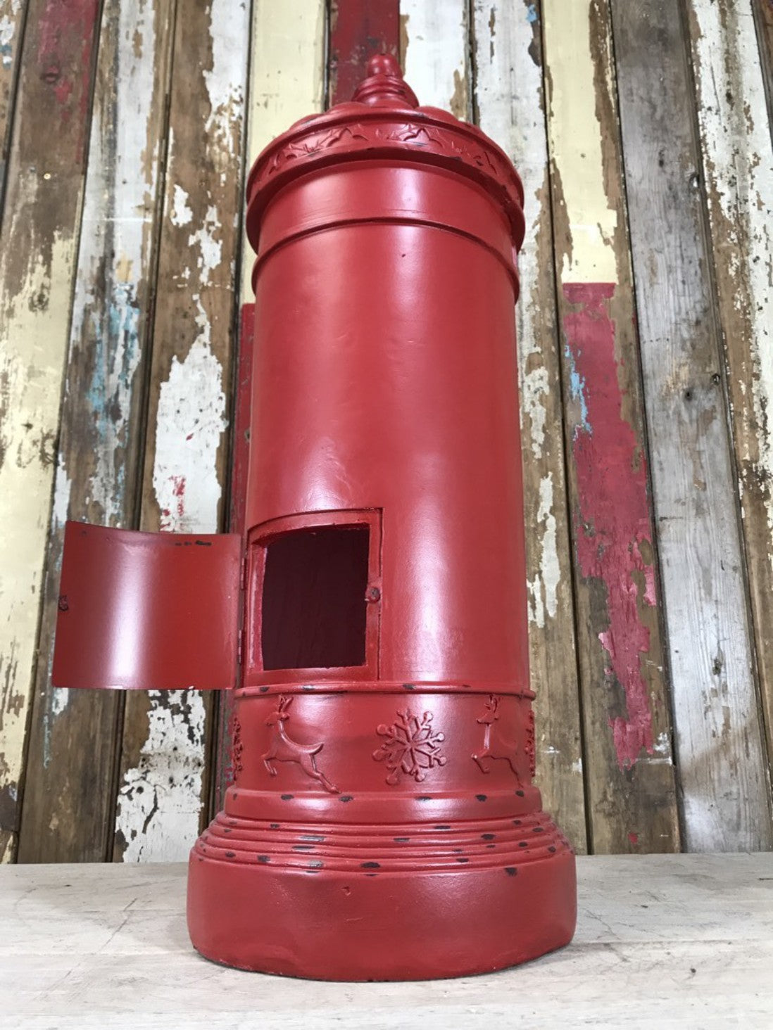 North Pole Father Christmas Letterbox Pillar Round Postbox New Resin 77cm Tall