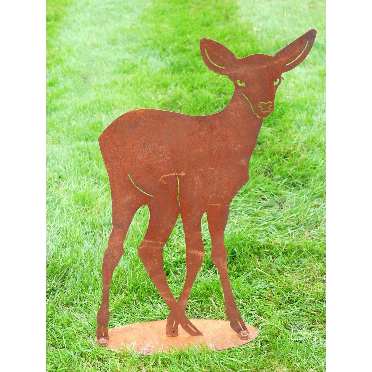 Rusty Deer Stag Silhouette Freestanding Garden Animal Figure Metal 2'H 1'3" W