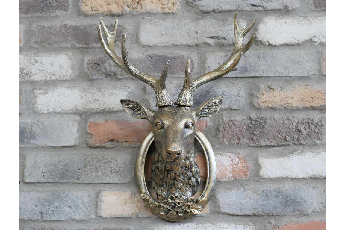 Life Like Antique Silver Stags Head With Antlers Wall Hung Deer Buck
