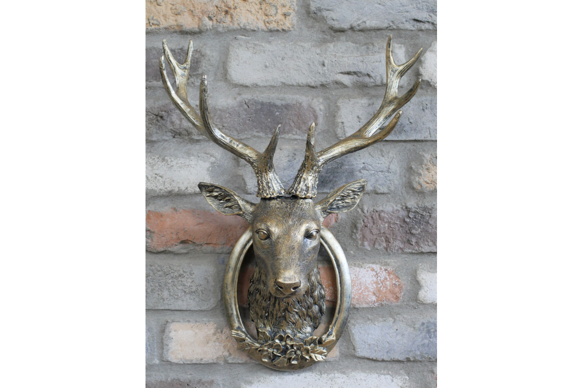 Life Like Antique Silver Stags Head With Antlers Wall Hung Deer Buck