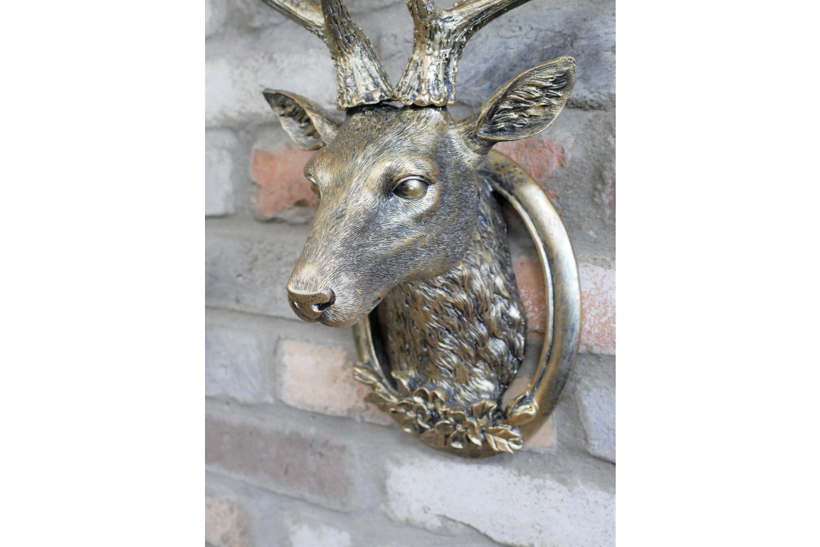 Life Like Antique Silver Stags Head With Antlers Wall Hung Deer Buck