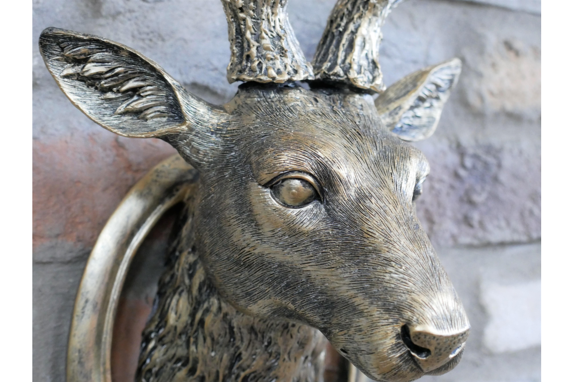 Life Like Antique Silver Stags Head With Antlers Wall Hung Deer Buck