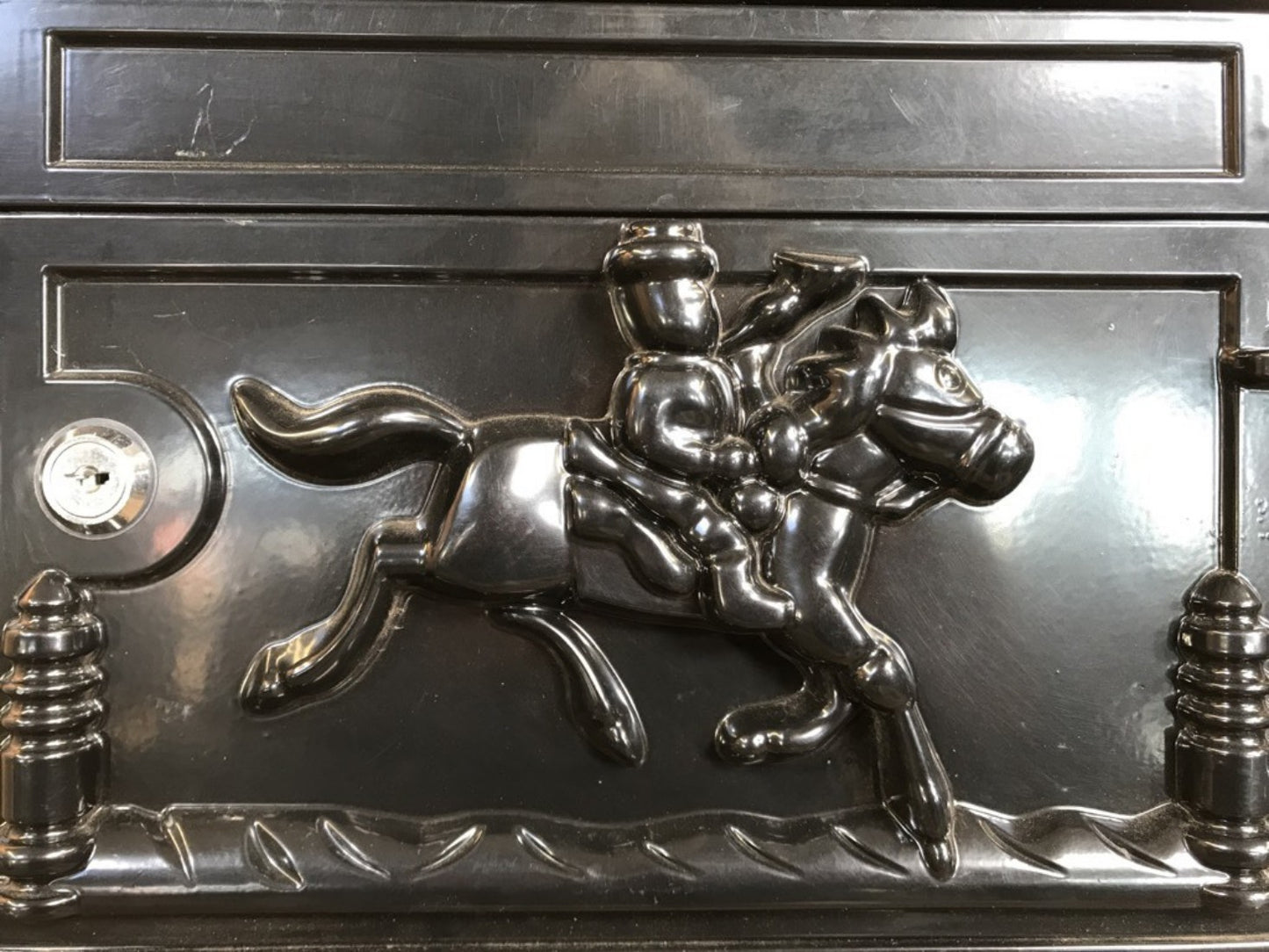 Black Cast Aluminium Horse Man Letter Wall Post Box