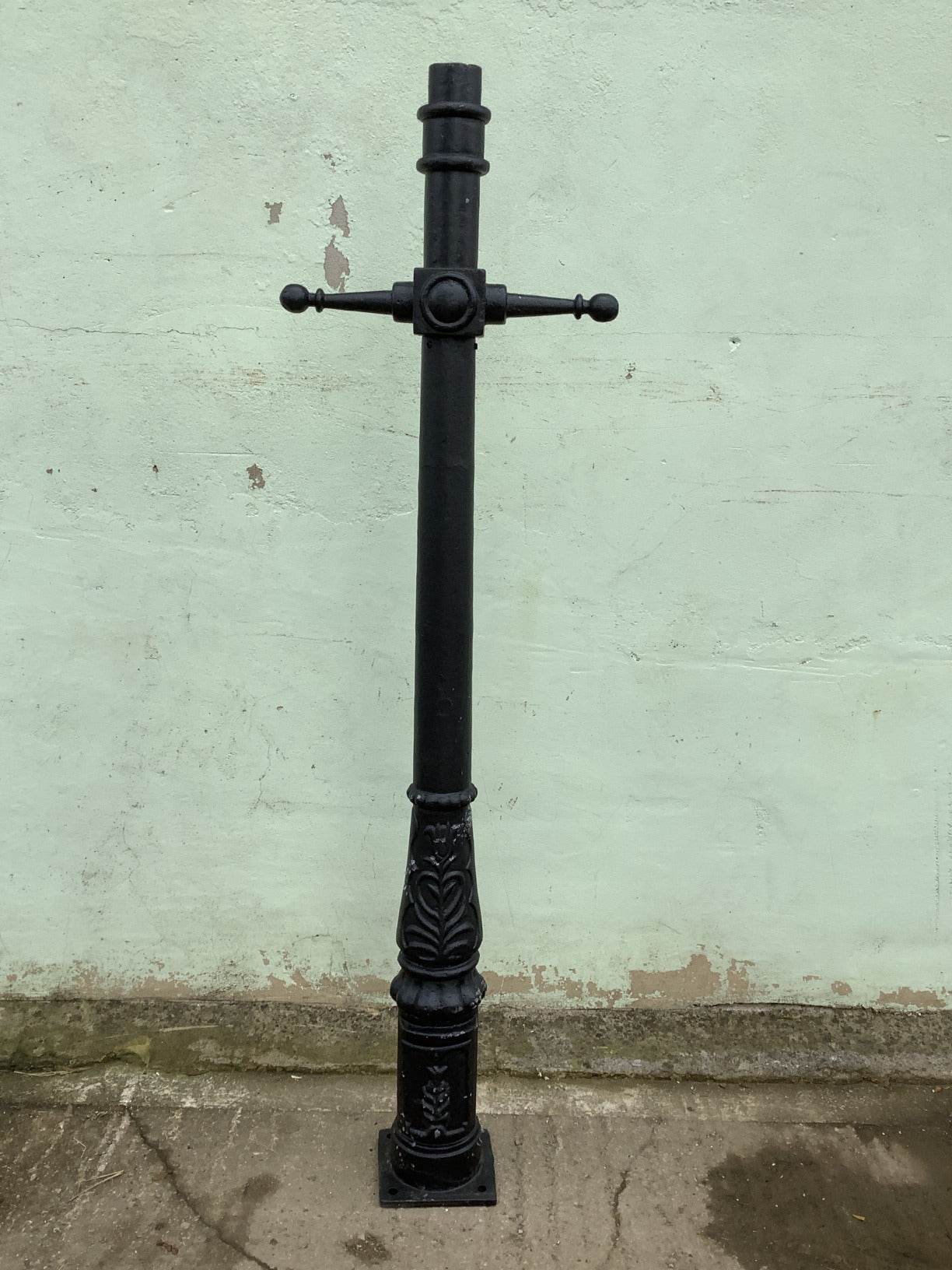 6’ Black Heavy Cast Iron Garden Driveway Lamppost With Ladder T Bar