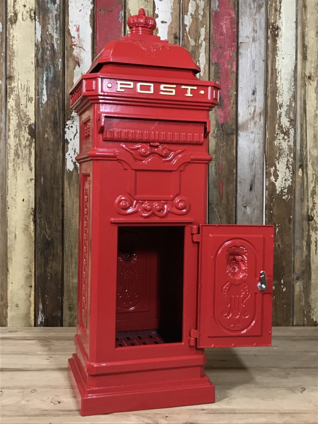 Royal Red Cast Aluminium Tall Pillar Mailbox Post Letter Box