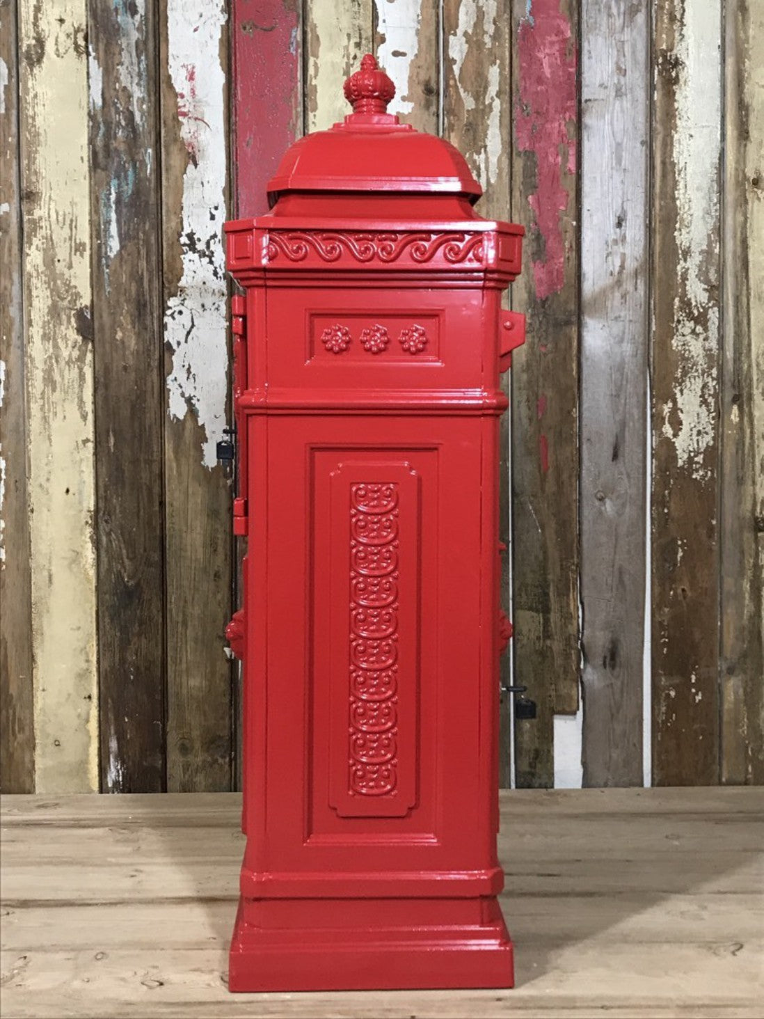 Royal Red Cast Aluminium Tall Pillar Mailbox Post Letter Box