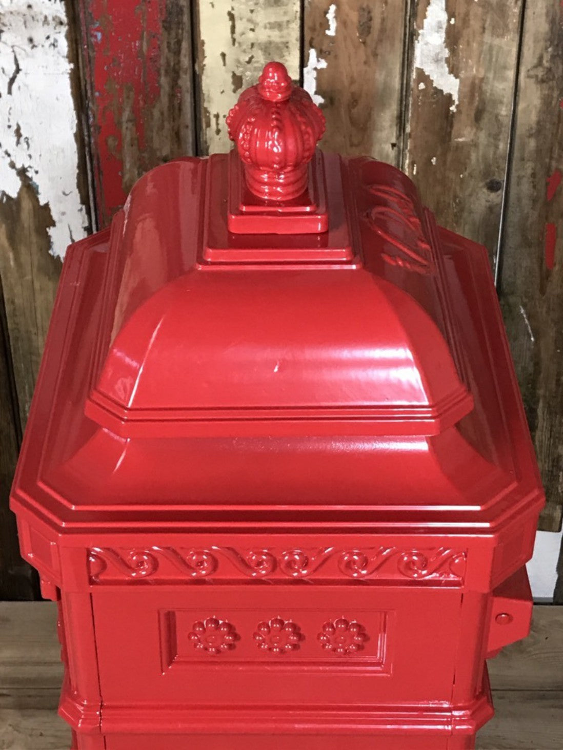 Royal Red Cast Aluminium Tall Pillar Mailbox Post Letter Box