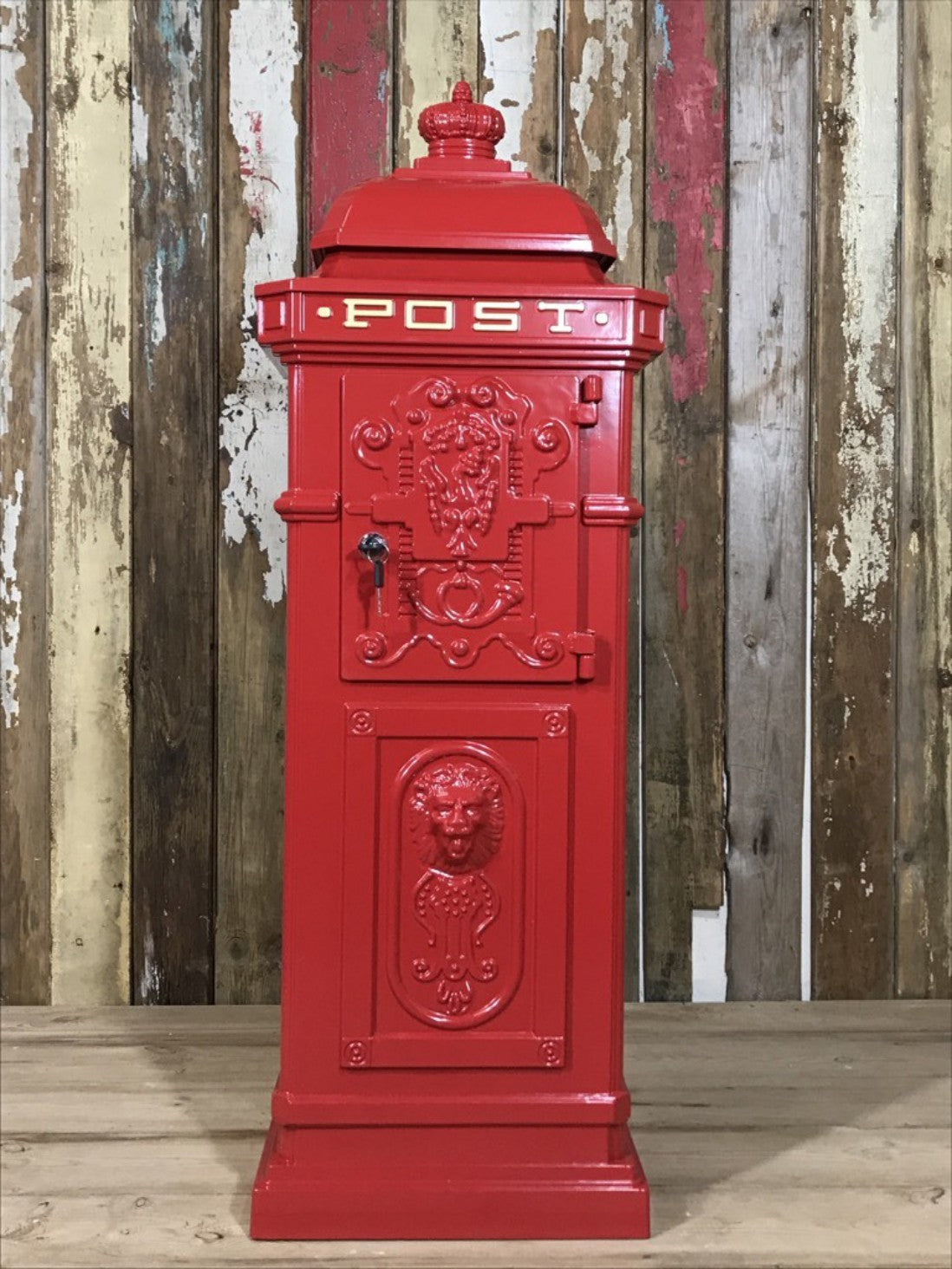 Royal Red Cast Aluminium Tall Pillar Mailbox Post Letter Box