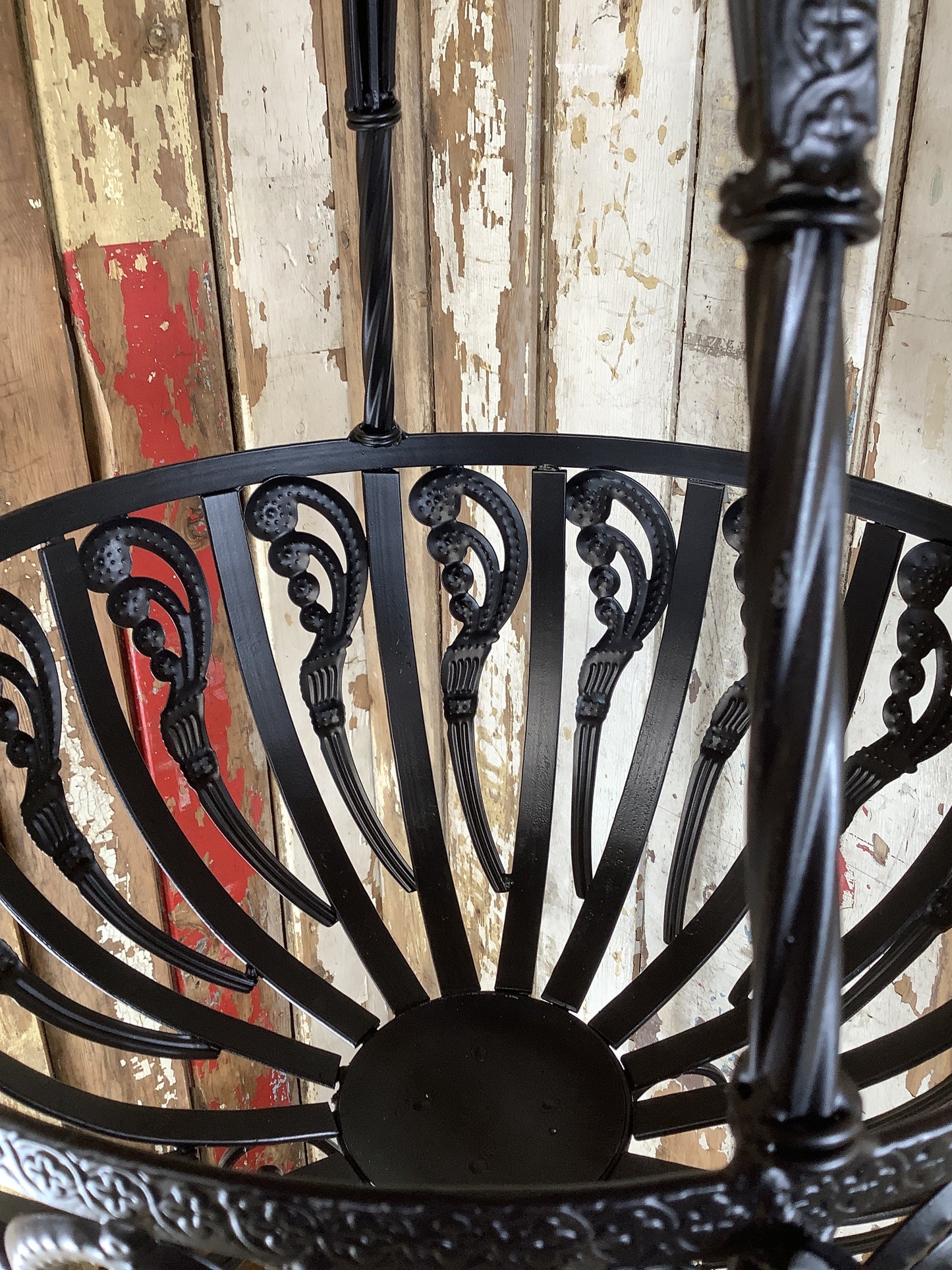 15" Large Antique Black French Style Wrought Iron Hanging Basket Amazing