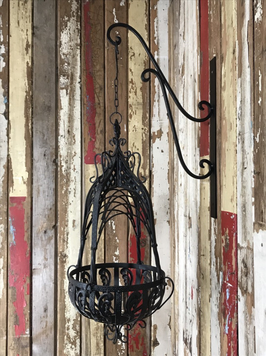 11" Small Black French Style Wrought Iron Hanging Basket New