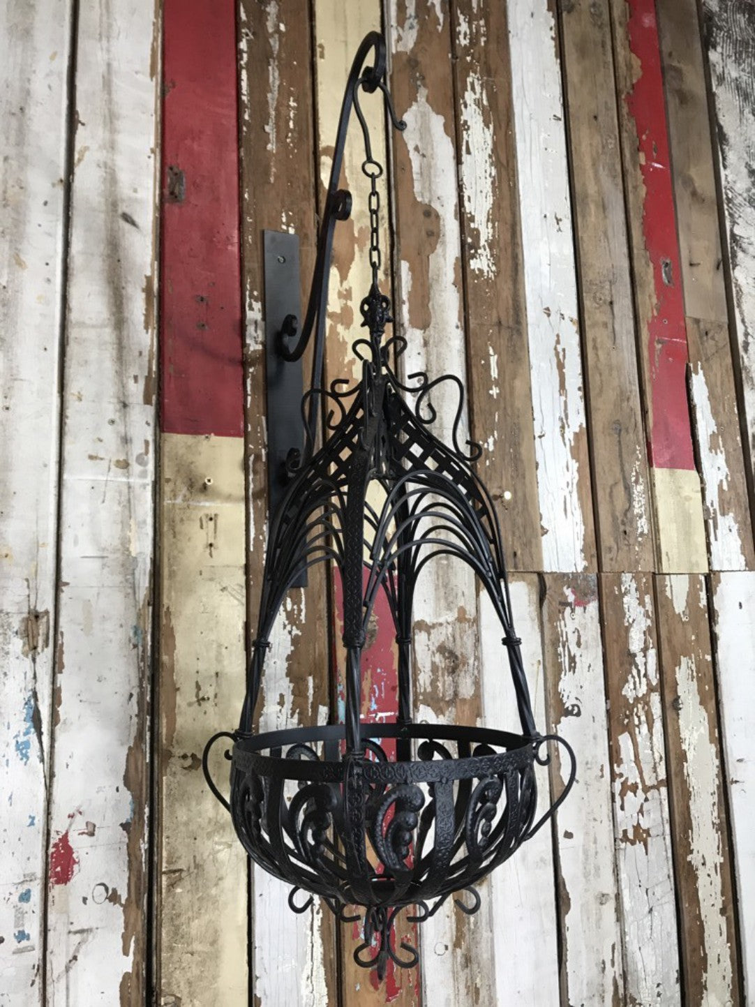 11" Small Black French Style Wrought Iron Hanging Basket New